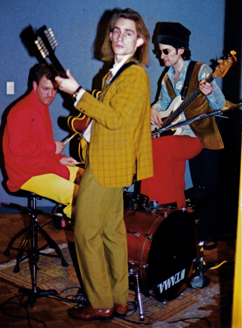 Funkytown Studio, guitar, bass drums, velvet pants, plaid suit, long hair, Tamla drums